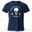 Camiseta Oversized Caveira em Algodão